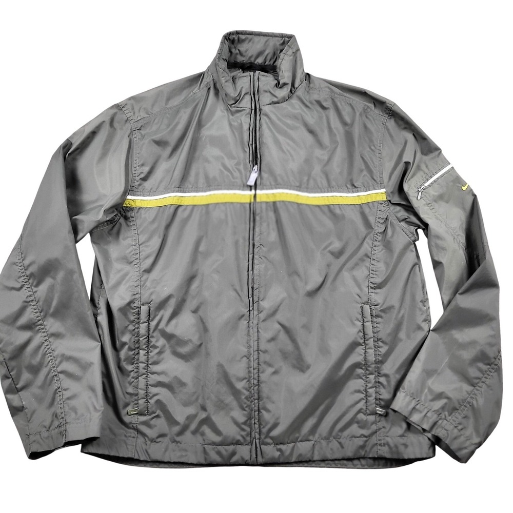 Vintage Y2K Nike Windbreaker Track Jacket Grey Yellow Stripe F9 SDN Women's M